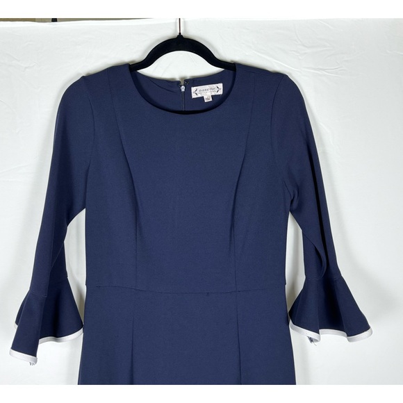 NWOT Nanette Lepore Navy White Ruffle Dress- size 4 - Picture 6 of 12